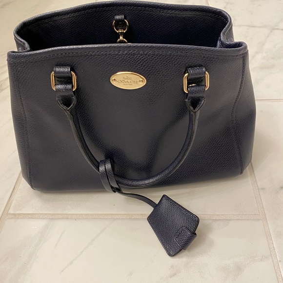 Coach Handbags - Coach Navy Leather Margot Carryall Satchel